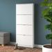 Mercury Row® Aula 12 Pair Shoe Storage Cabinet Manufactured Wood in White | 63.78 H x 27.68 W x 6.52 D in | Wayfair