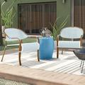 Kelly Clarkson Home Marlee 3 Piece Seating Group Synthetic Wicker/All - Weather Wicker/Wicker/Rattan in Blue/Brown | Outdoor Furniture | Wayfair