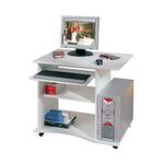 Bureau Informatique à Roulettes 'Tao' 80cm Blanc