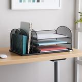 Desk Organizer with 3 Horizontal and 3 Upright Trays, Durable Steel Construction