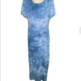 Lularoe Dresses | Llr Maria Blue Tie-Dye Short-Sleeve Maxi Dress | Color: Blue/White | Size: Xs