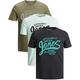 JACK & JONES Men's T-Shirt Set Regular Jack and Jones T-Shirt Men's Pack, Regular fit mix 4, L