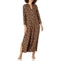 N Natori Women's Wild Instinct Caftan Night Shirt, Natural Combo, Large