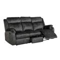 Reclining Sofa W/ Drop Down Table & Drawer - Global Furniture USA U7303C-DOMINO GRANITE-RS W/DDT