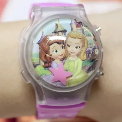 Montre électronique à LED clignotante pour filles série princesse dessins animés en os gel de