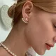 Boucles d'oreilles à clous pour femmes Imitation de perles géométrique cristal Zircon étoiles