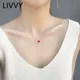 LIVVY – collier pendentif en forme de cœur rouge pour femmes couleur argent mignon coréen