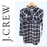 J. Crew Dresses | J Crew Black White Flannel Shirt Dress Plaid Xxs | Color: Black/White | Size: Xxs