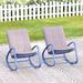Red Barrel Studio® Outdoor Rocking Metal Chair w/ Cushions Metal in Gray/Blue | 32 H x 24.8 W x 34.7 D in | Wayfair
