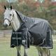 SmartPak Deluxe ErgoTech High Neck Turnout Sheet - 75 - Lite (0g) - Black w/ Charcoal & Warm Grey Trim & White Piping - Smartpak