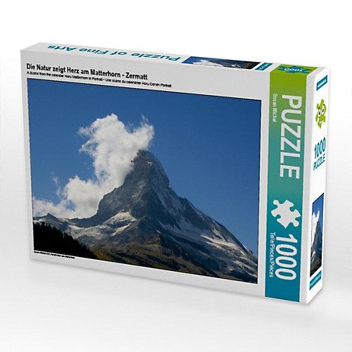 Puzzle CALVENDO Puzzle Die Natur zeigt Herz am Matterhorn - Zermatt - 1000 Teile Foto-Puzzle glückliche Stunden Kinder