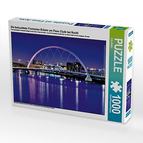 Puzzle Die beleuchtete Finnieston Brücke am Fluss Clyde bei Nacht Foto-Puzzle Bild von CALVENDO Verlag