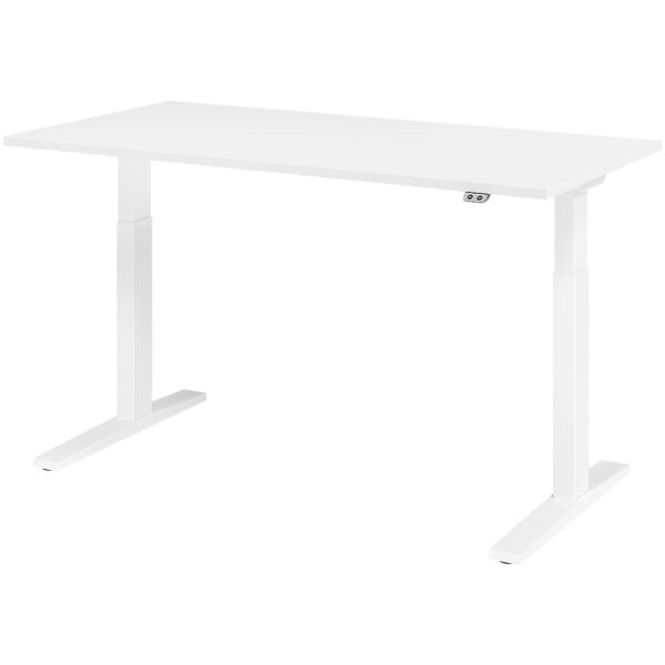 HAMMERBACHER Schreibtisch »Upper Desk« 160 cm breit und elektrisch höhenverstellbar bis 120 c weiß, 160x120x80 cm