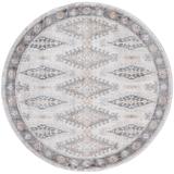 Dunlap Diamond Kilim Rug, Ivory/Indigo/Orange, 5ft-6in x 5ft-6in Round - Weave & Wander KYRR3847BGEGRYN55