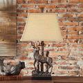 "Deer Table Lamp 26.5""Ht. Resin Bronze Finish 8/10 x 11/15 x 10 Burlap Shade - Crestview Collection CVAVP339"