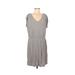 Old Navy Casual Dress - Mini Plunge Short sleeves: Gray Solid Dresses - Used - Size Medium