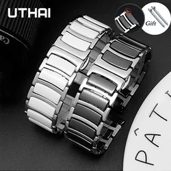 UTHAI-Bracelet en céramique pour montre acier inoxydable Huawei GT2 2pro Galla.com 20mm 22mm