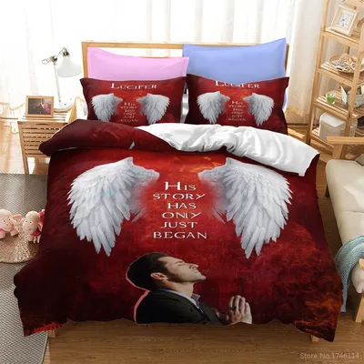 Parure de lit série TV Lucifer, ensemble de literie, housse de couette avec taie d'oreiller, Textile
