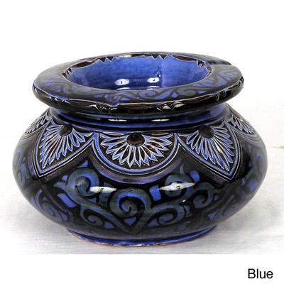 Handmade Engraved Ceramic Large Ashtray (Morocco)