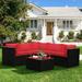 6 Pieces Patio Furniture Sofa Set with Cushions for Outdoor - 27.5" x 27.5" x 27.5" (L x W x H)