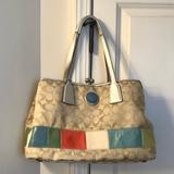 Coach Bags | Colorful Coach Medium Tote Handbag | Color: Cream/Silver | Size: 14 X 9 1/2 X 6 1/2 Inches