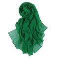 Prettystern Women Plain elegant Extra Long Georgette Silk Scarf Shawl For Evening Dress Green