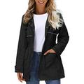 Womens Ladies Waterproof Jackets Hooded Raincoat Lightweight Anorak Autumn Spring Outerwear, Black, L