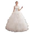Shoudian Women's Elegant Lace O Neck Appliques Wedding Dresses Ball Gowns Women Bridal Sexy Lace Up Evening Gowns Party Dress White