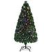 Costway 5Ft Pre-Lit Fiber Optic PVC Christmas Tree Metal Holiday - 5 FT