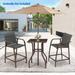 Pellebant Set of 3 Aluminum Patio Bar Stools Set with Table - 25.6"Dx21.7"Wx43.7"H