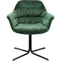 Fauteuil de table pivotant en velours vert et acier