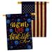 Angeleno Heritage 2-Sided 40 x 28 in. Polyester House Flag in Black/Blue/Brown | 40 H x 28 W in | Wayfair AH-MD-HP-137476-IP-BOAA-D-US21-AH