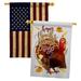 Angeleno Heritage Happy Thanksgiving Turkey 2-Sided Polyester 40 x 28 in. House Flag in Black/Red/White | 40 H x 28 W in | Wayfair