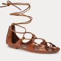 Polo By Ralph Lauren Shoes | *Rare Find* Polo Ralph Lauren Ankle-Wrap Sandal (Size 8.5m Us) Nib | Color: Tan | Size: 8.5