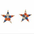 J. Crew Jewelry | J. Crew Earrings Pav Crystal Stud Stars Gold | Color: Blue/Red | Size: Os