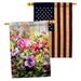 Breeze Decor Spring Bouquet 2-Sided Polyester 40 x 28 in. House Flag in Indigo/Yellow | 40 H x 28 W in | Wayfair BD-FL-HP-104123-IP-BOAA-D-US21-BD