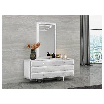 Orren Ellis Lexany 6 Drawer 72 W Solid, White Dresser With Mirror Wayfair