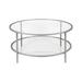 Ebern Designs Saskya 36" Glass & Steel Round Coffee Table w/ Shelf Metal in Gray/White | 17 H x 36 W x 36 D in | Wayfair