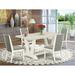 Red Barrel Studio® 4 - Person Acacia Solid Wood Dining Set Wood/Upholstered in Brown/White | 30 H x 36 W x 60 D in | Wayfair