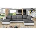 Gray Sectional - Latitude Run® Matteo Sectional Sleeper Sofa Faux Leather/Polyester | 33.46 H x 120 W x 74 D in | Wayfair