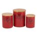 Gracie Oaks Ceramic 3 Piece Kitchen Canister Set Ceramic in Red | 5.5 H x 4.5 W x 4.5 D in | Wayfair 3A0B0BE7582C4C0D820C1195A974940C