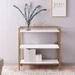 Mercer41 Caynen Mixed Metal & Wood Bookshelf, White/Gold in Brown/White/Yellow | 32.25 H x 32 W x 12 D in | Wayfair