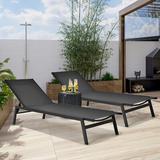 Arlmont & Co. Patiojoy 2pc Patio Chaise Lounger w/ 6-postion Adjustable Backrest & Breathable Fabric Metal in Black | 38 H x 25 W x 79 D in | Wayfair