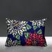 ULLI HOME Christmas Poinsettia Flower Indoor/Outdoor Throw Pillow Polyester/Polyfill blend in Blue/Navy | 14 H x 20 W x 4.3 D in | Wayfair