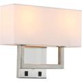 Everly Quinn 2 Lamp Wall Lamp w/ White Fabric Lampshade & 2 On/Off Buttons Living Room Bedside Table Lights in Gray | Wayfair