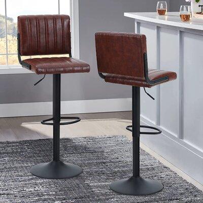 Set Of 2 Bar Stools Counter Height Adjustable Swivel PU Leather Pub Dining Chair 
