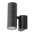 LITECRAFT Kenn 2 Light Outdoor Up and Down Wall Light with Photocell Garden Lighting Modern Style (Black)