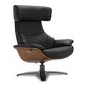 Fauteuil en cuir et chêne Naturel - Cuir Noir