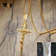 Vnox-Colliers avec pendentif croix catholique pour hommes bijoux de collier de prière du Christ