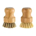 Brosse à vaisselle en bambou brosse à récurer la vaisselle avec poignée en forme d'anneau brosse